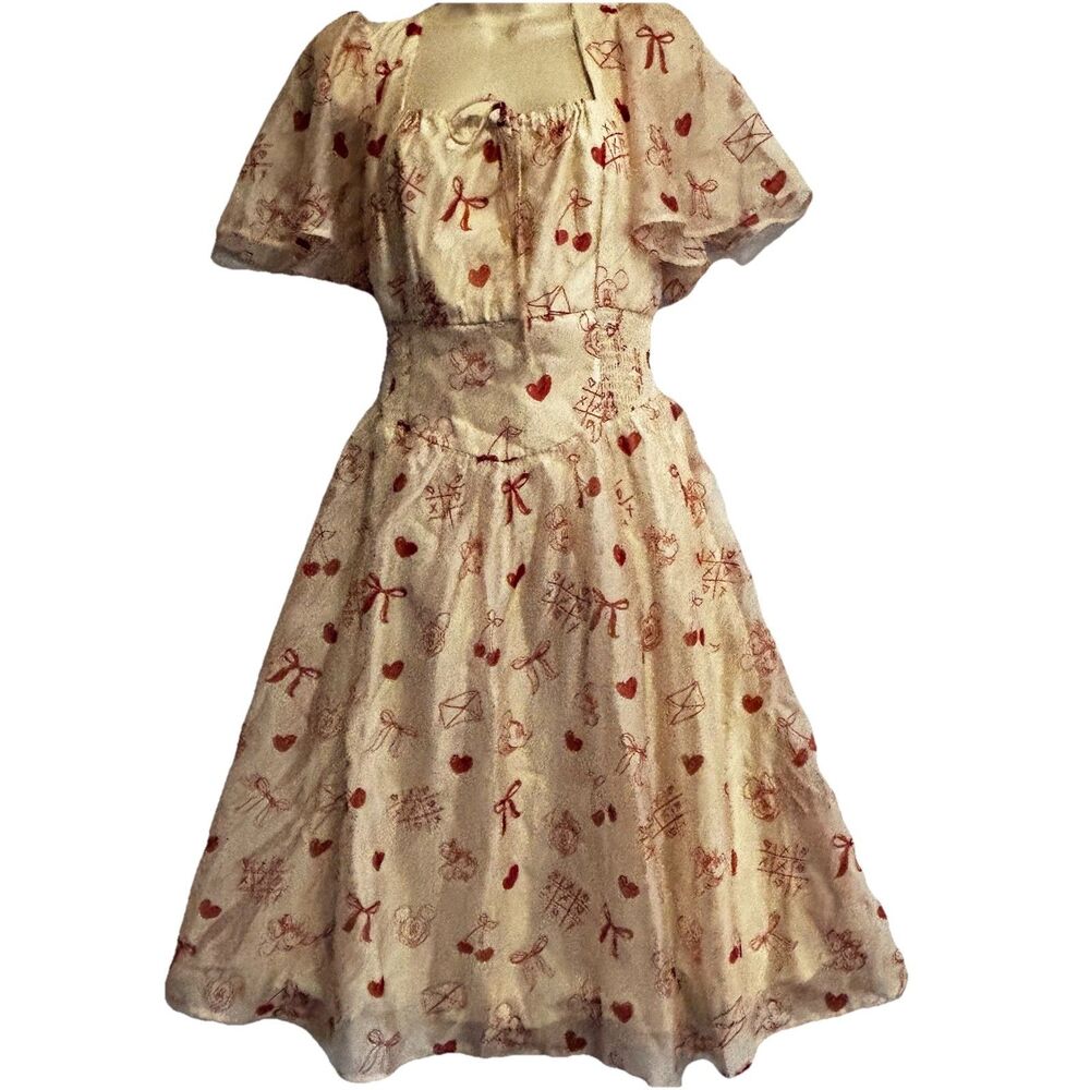 Disney Box Lunch Cream Minnie Mouse Dress Valentine Day Heart Bow Size 3X NWT